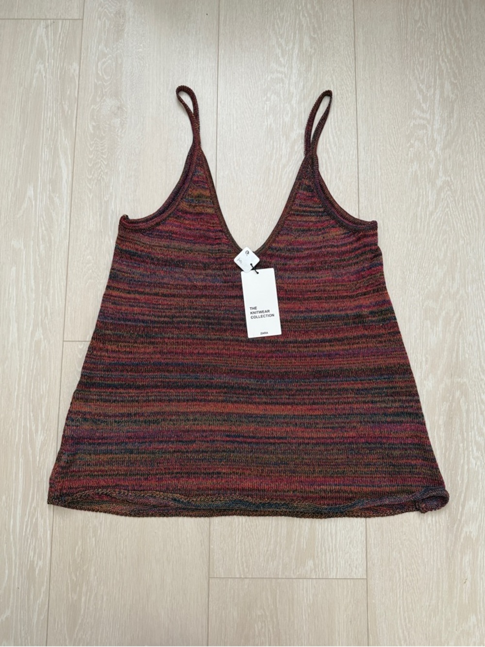 Zara Burgundy and Brown Knit Multicolor Camisole🐣